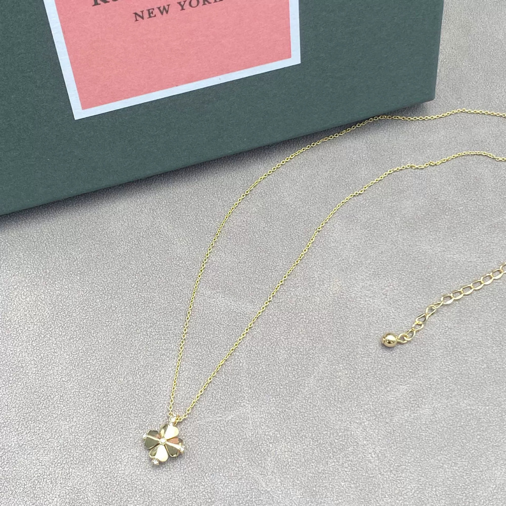 kate spade Clover Rhinestone Pendant Necklace